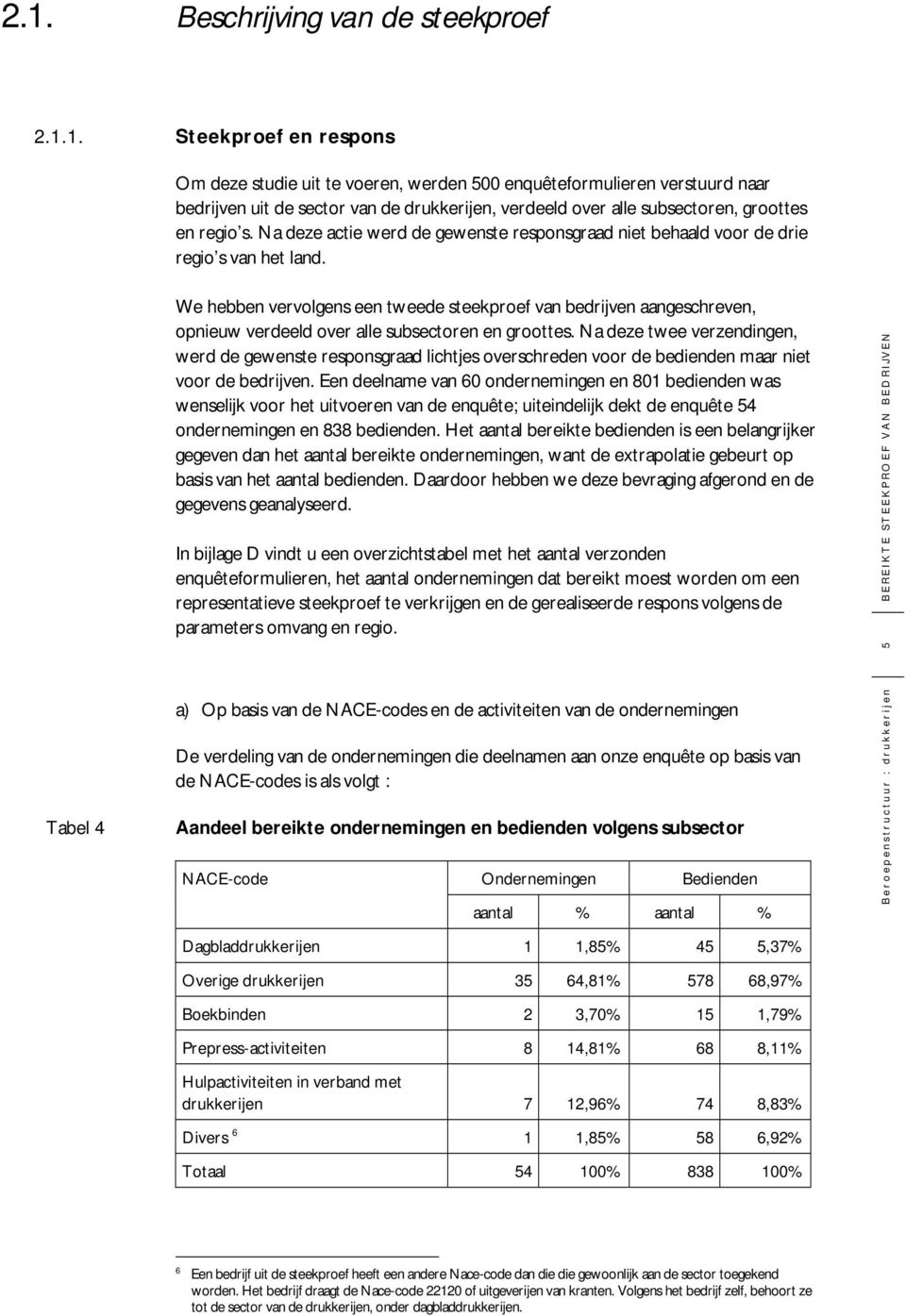 We hebben vervolgens een tweede steekproef van bedrijven aangeschreven, opnieuw verdeeld over alle subsectoren en groottes.