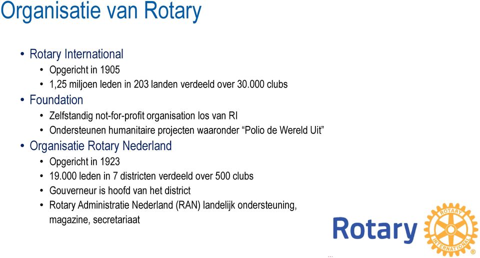 Polio de Wereld Uit Organisatie Rotary Nederland Opgericht in 1923 19.