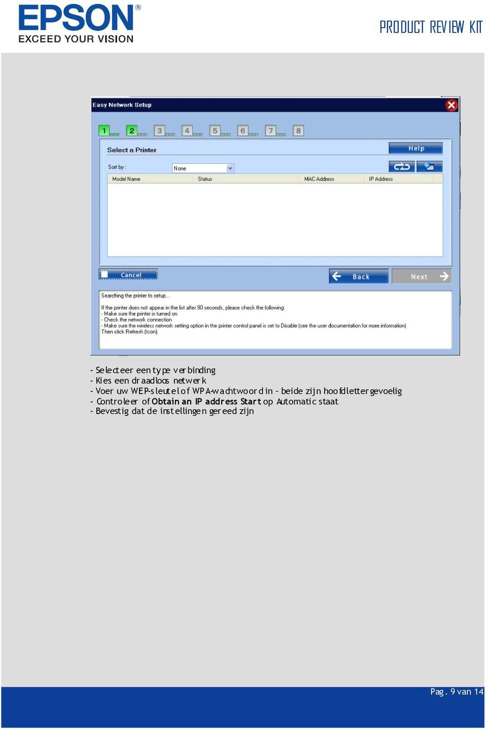 hoofdlettergevoelig - Controleer of Obtain an IP address Start