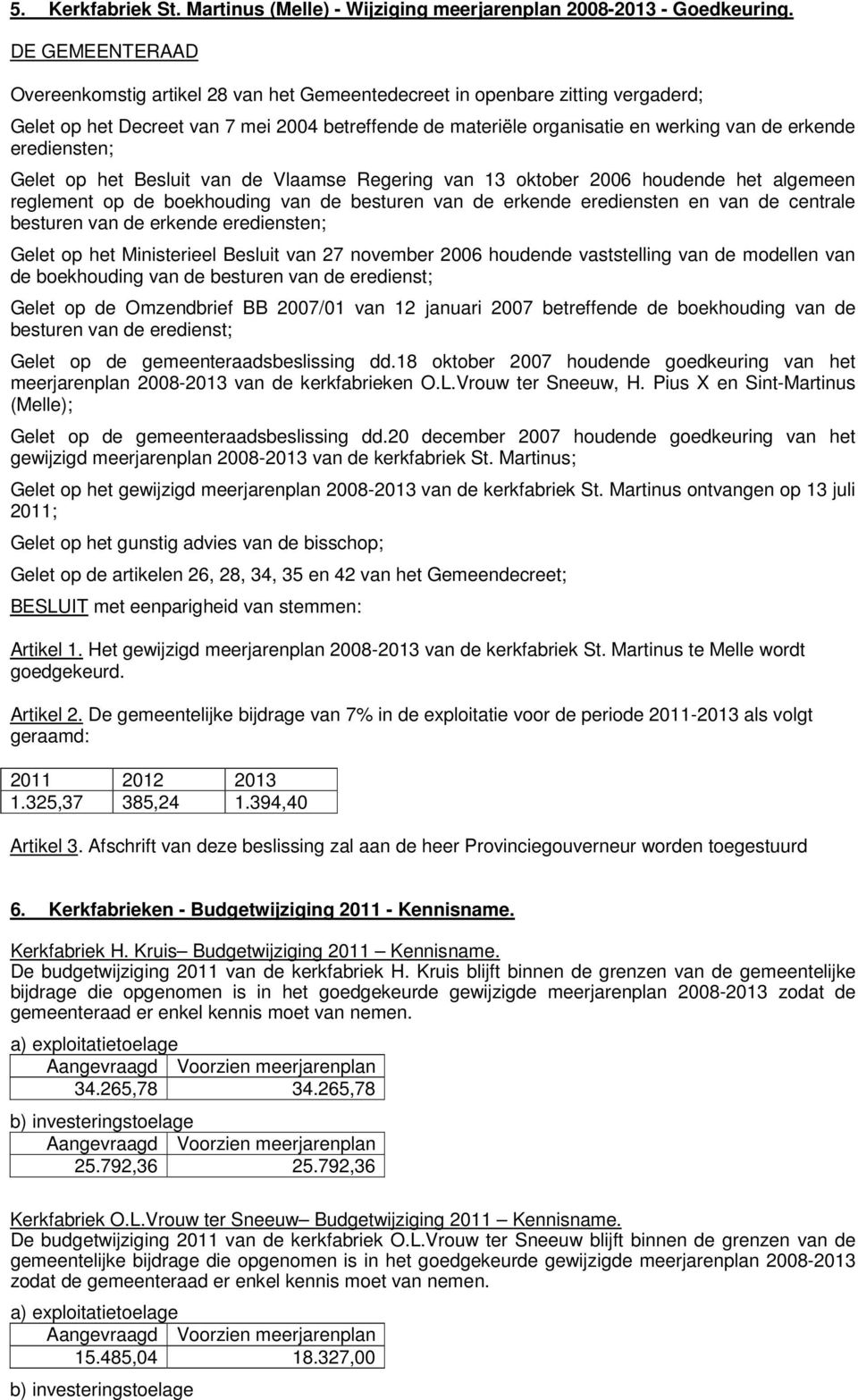 houdende het algemeen reglement op de boekhouding van de besturen van de erkende erediensten en van de centrale besturen van de erkende erediensten; Gelet op het Ministerieel Besluit van 27 november