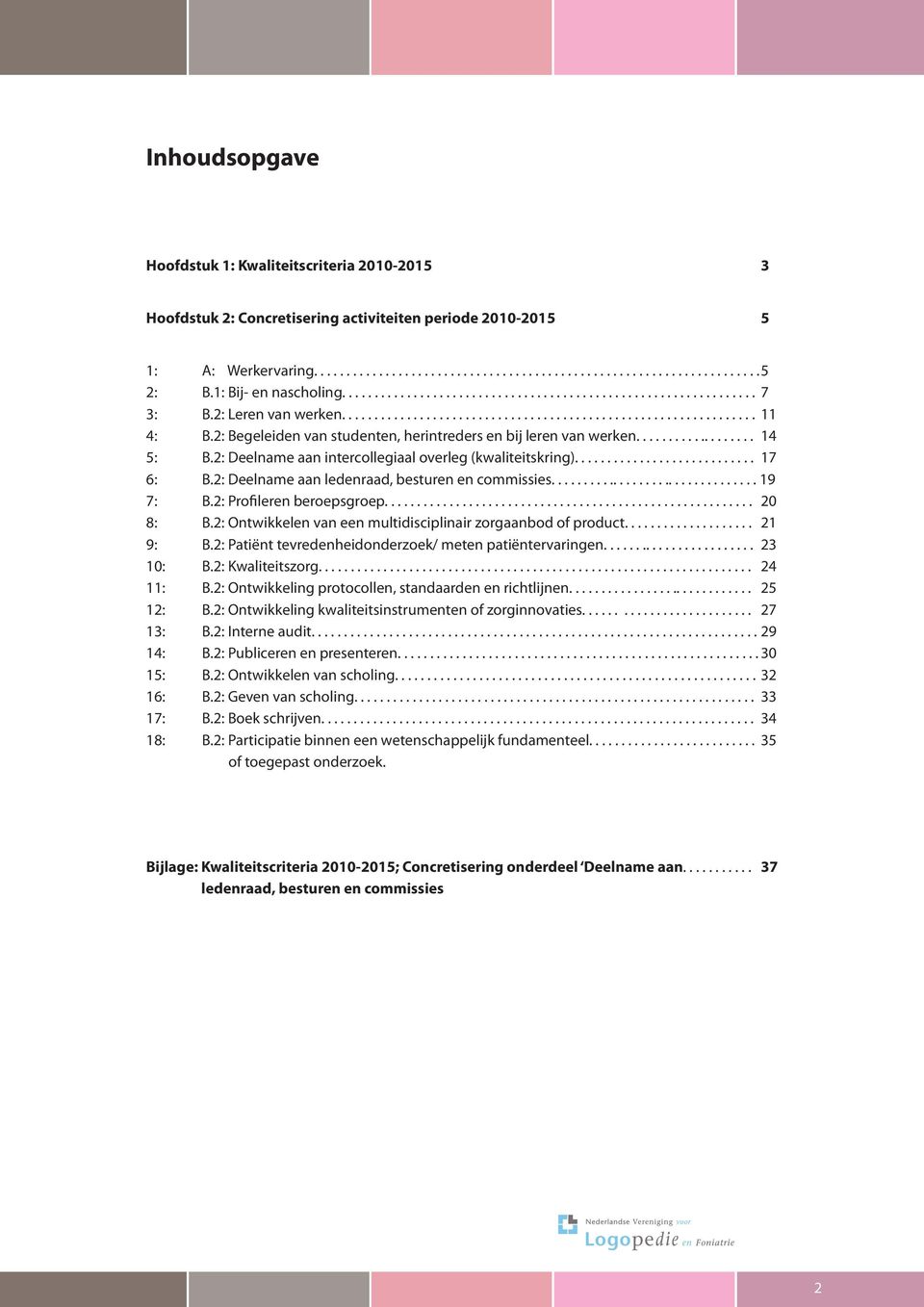 2: Begeleiden van studenten, herintreders en bij leren van werken................... 14 5: B.2: Deelname aan intercollegiaal overleg (kwaliteitskring)............................ 17 6: B.