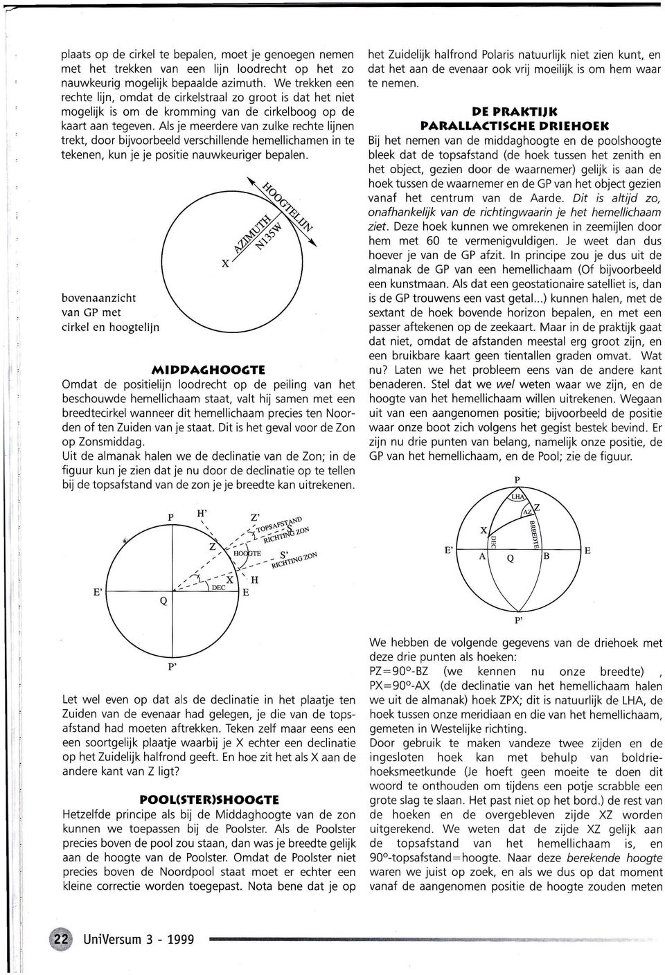 Ais je meerdere van zulke rechte lijnen trekt, door bijvoorbeeld verschillende hemellichamen in te tekenen, kun je je positie nauwkeuriger bepalen.