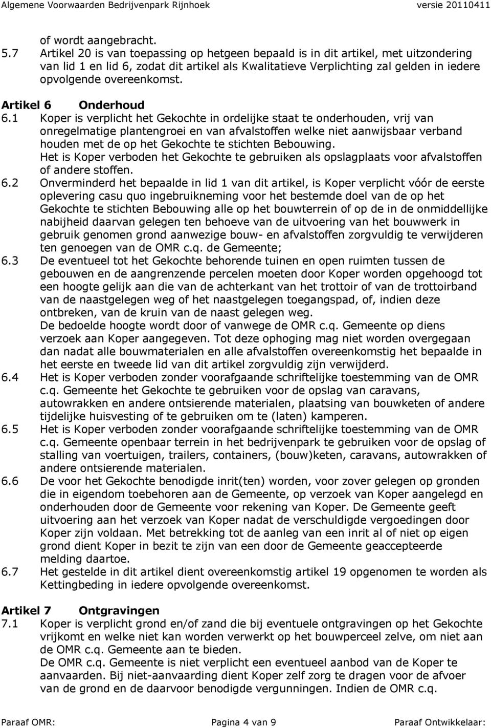 Artikel 6 Onderhoud 6.