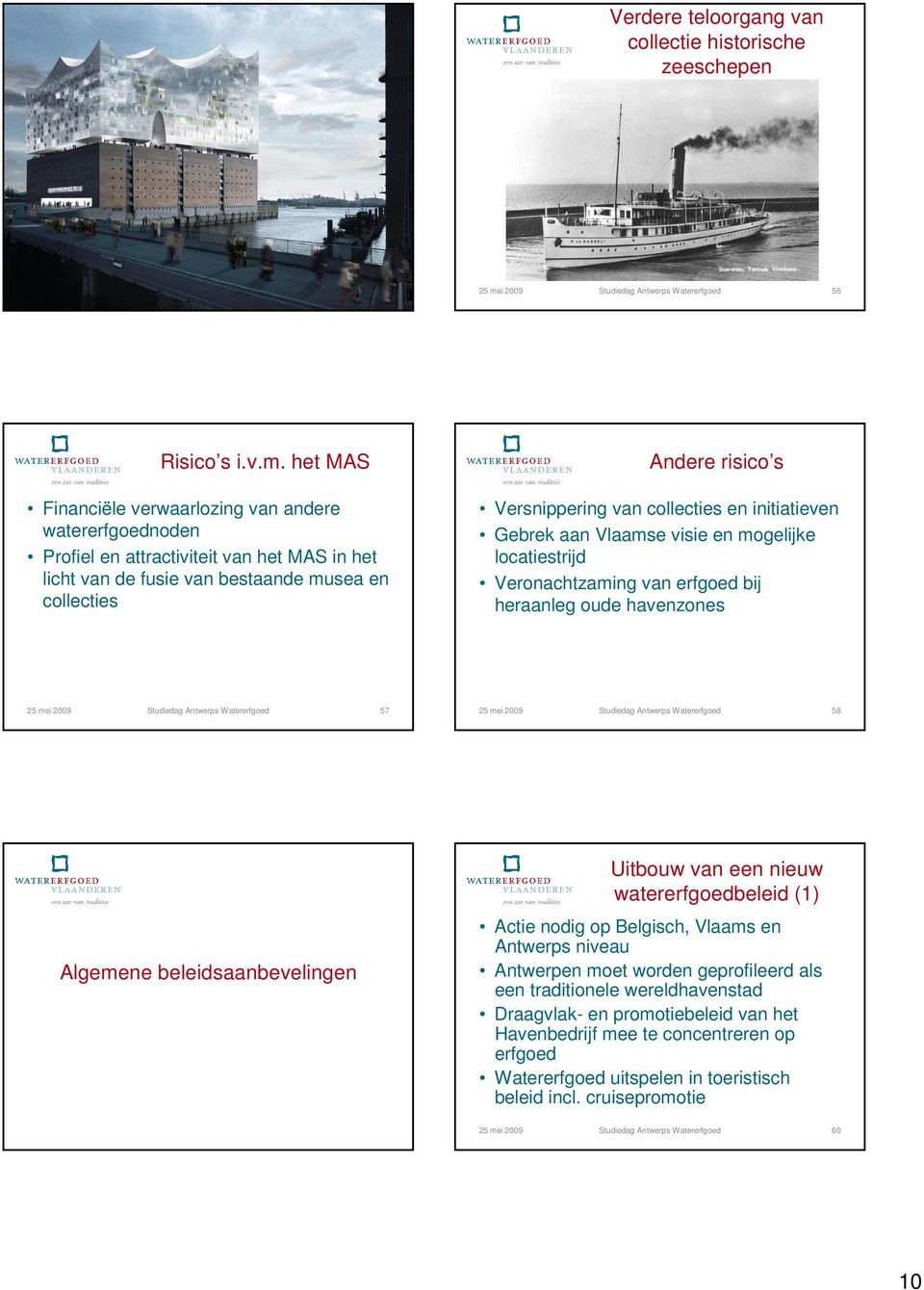 van collecties en initiatieven Gebrek aan Vlaamse visie en mogelijke locatiestrijd Veronachtzaming van erfgoed bij heraanleg oude havenzones 57 58 Algemene beleidsaanbevelingen Uitbouw van