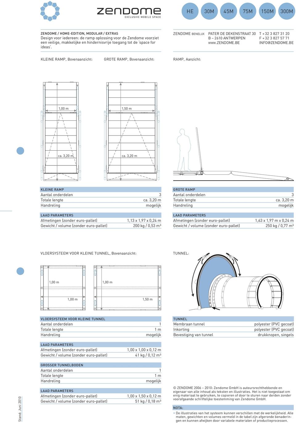 ramp Aantal onderdelen 3 1,63 x 1,97 m x 0,24 m Gewicht / volume (zonder euro-pallet) 250 kg / 0,77 m³ Vloersysteem voor kleine tunnel, Bovenaanzicht: Tunnel: 1,00 m 1,00 m 1,00 m 1,50 m Vloersysteem