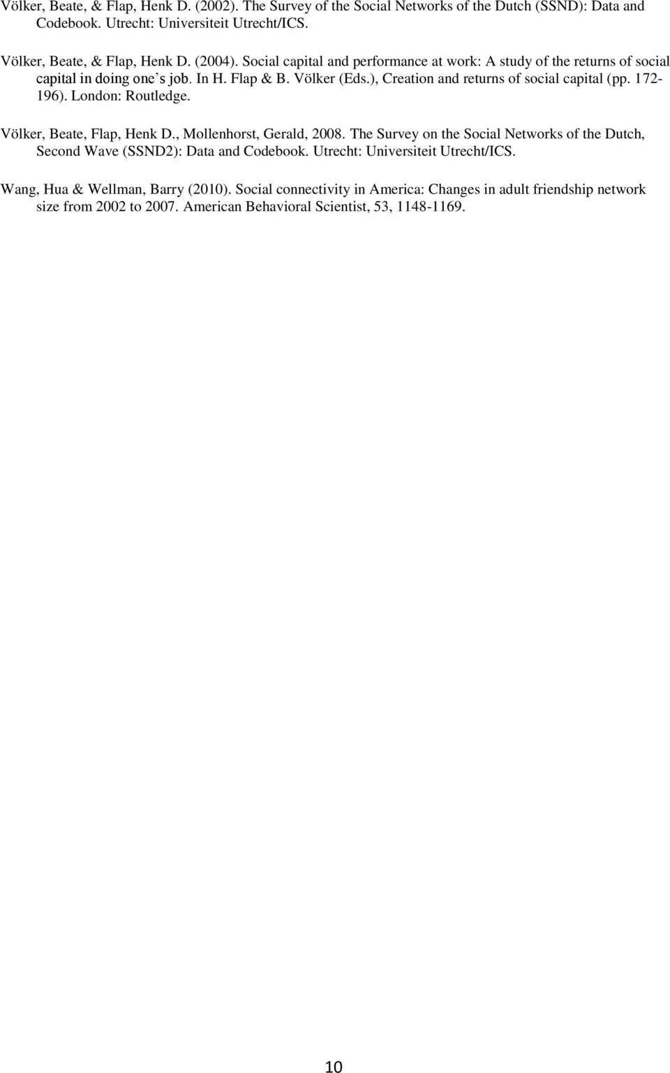 London: Routledge. Völker, Beate, Flap, Henk D., Mollenhorst, Gerald, 2008. The Survey on the Social Networks of the Dutch, Second Wave (SSND2): Data and Codebook.