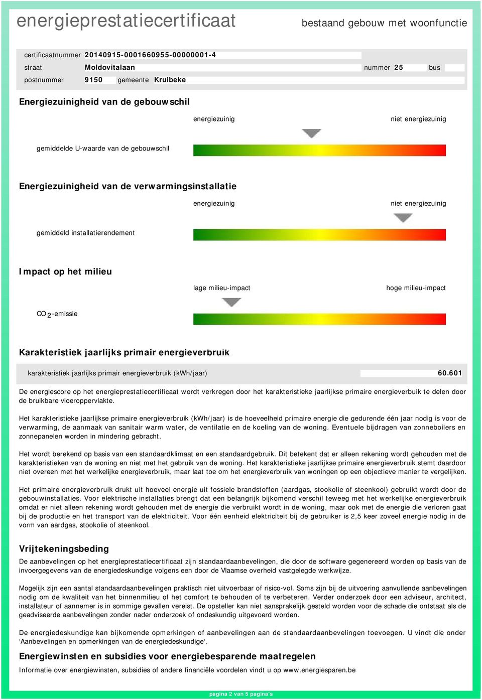 601 De energiescore op het energieprestatiecertificaat wordt verkregen door het karakteristieke jaarlijkse primaire energieverbuik te delen door de bruikbare vloeroppervlakte.