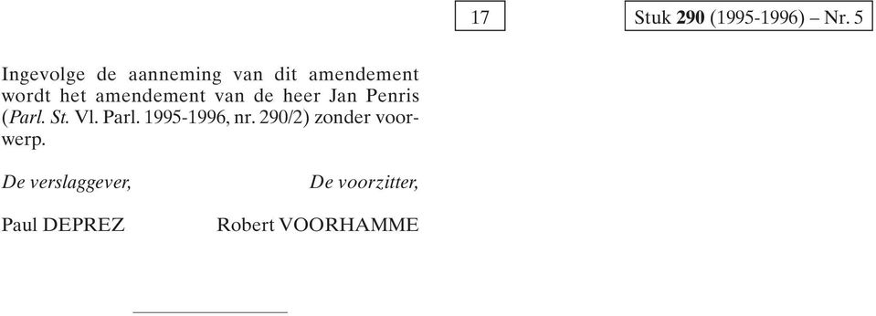 amendement van de heer Jan Penris (Parl. St. Vl. Parl.