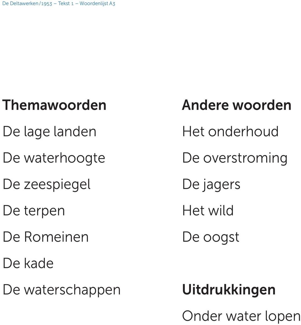 De kade De waterschappen Andere woorden Het onderhoud De