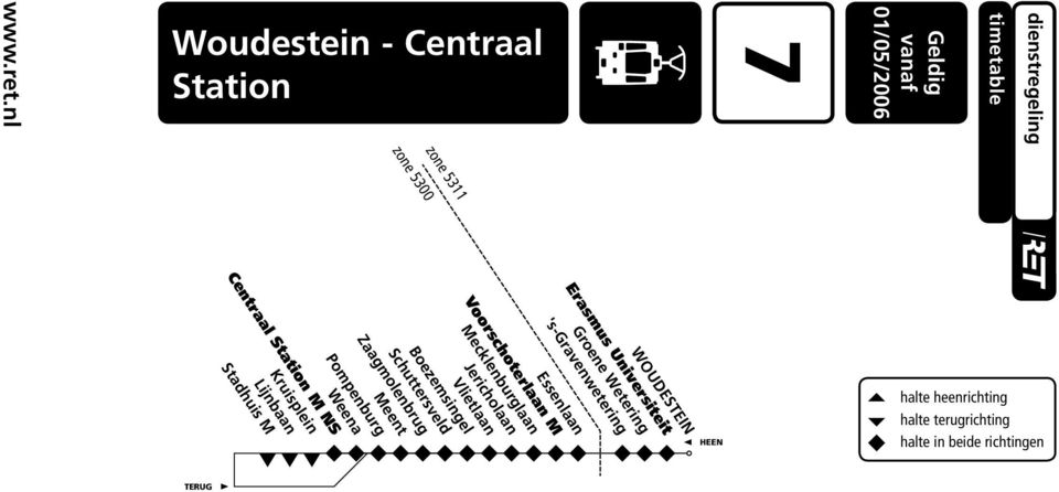 Centraal Station M NS WOUDESTEIN Erasmus Universiteit Groene Wetering 's-gravenwetering Essenlaan