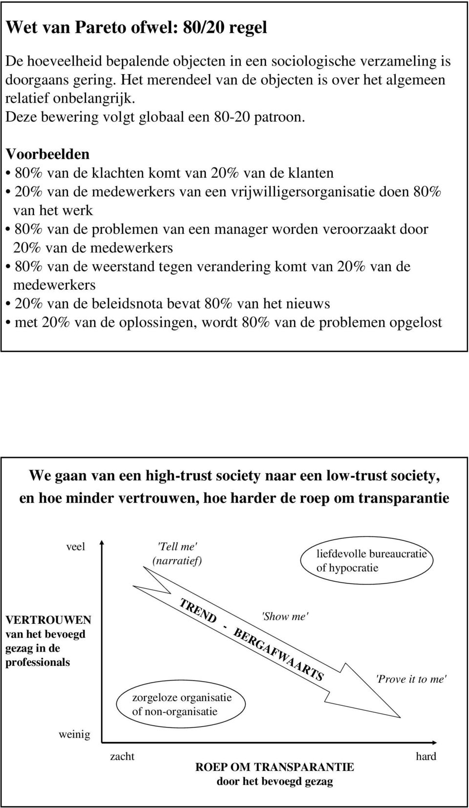 Voorbeelden 80% van de klachten komt van 20% van de klanten 20% van de medewerkers van een vrijwilligersorganisatie doen 80% van het werk 80% van de problemen van een manager worden veroorzaakt door