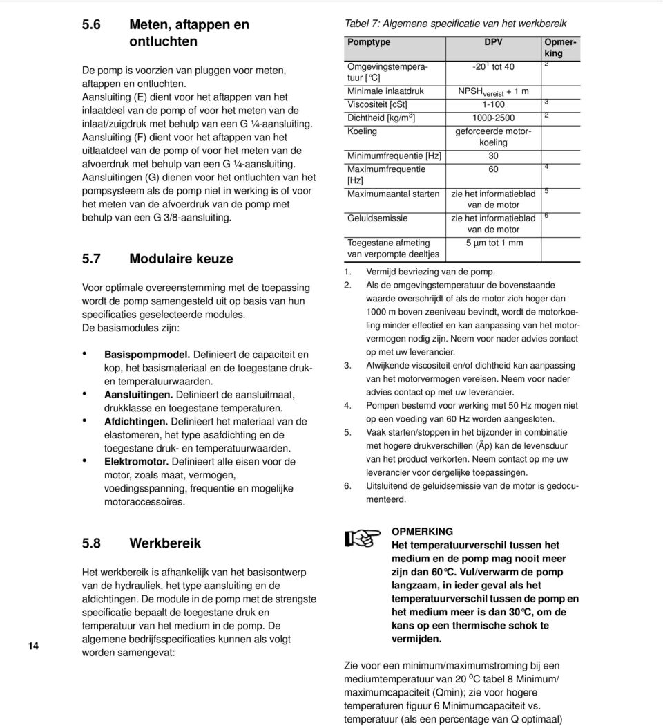 Aansluiting (F) dient voor het aftappen van het uitlaatdeel van de pomp of voor het meten van de afvoerdruk met behulp van een G ¼-aansluiting.