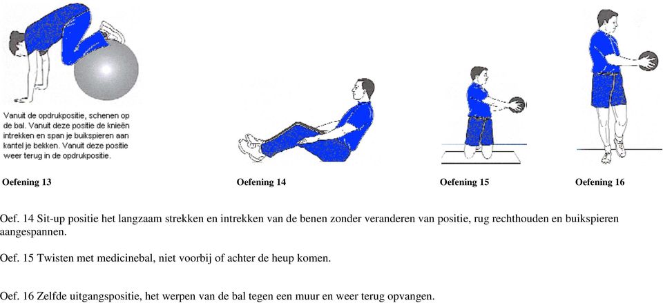 positie, rug rechthouden en buikspieren aangespannen. Oef.