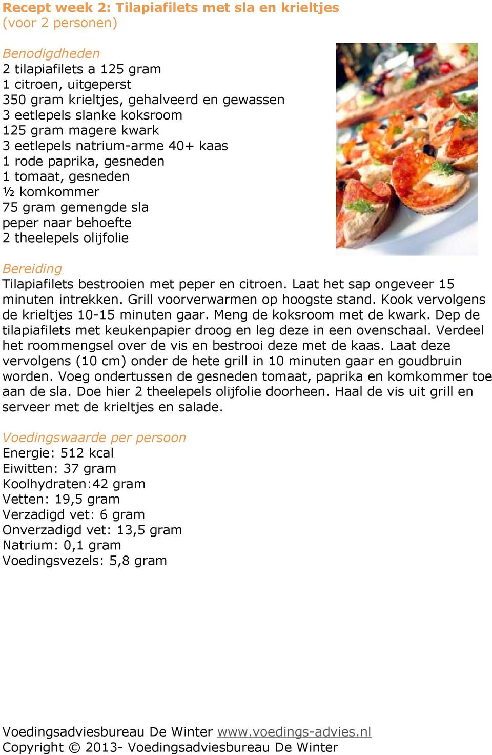 Tilapiafilets bestrooien met peper en citroen. Laat het sap ongeveer 15 minuten intrekken. Grill voorverwarmen op hoogste stand. Kook vervolgens de krieltjes 10-15 minuten gaar.