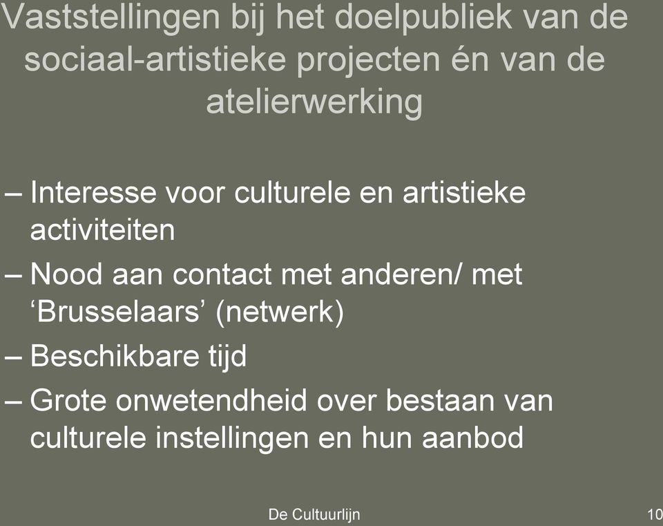 aan contact met anderen/ met Brusselaars (netwerk) Beschikbare tijd Grote