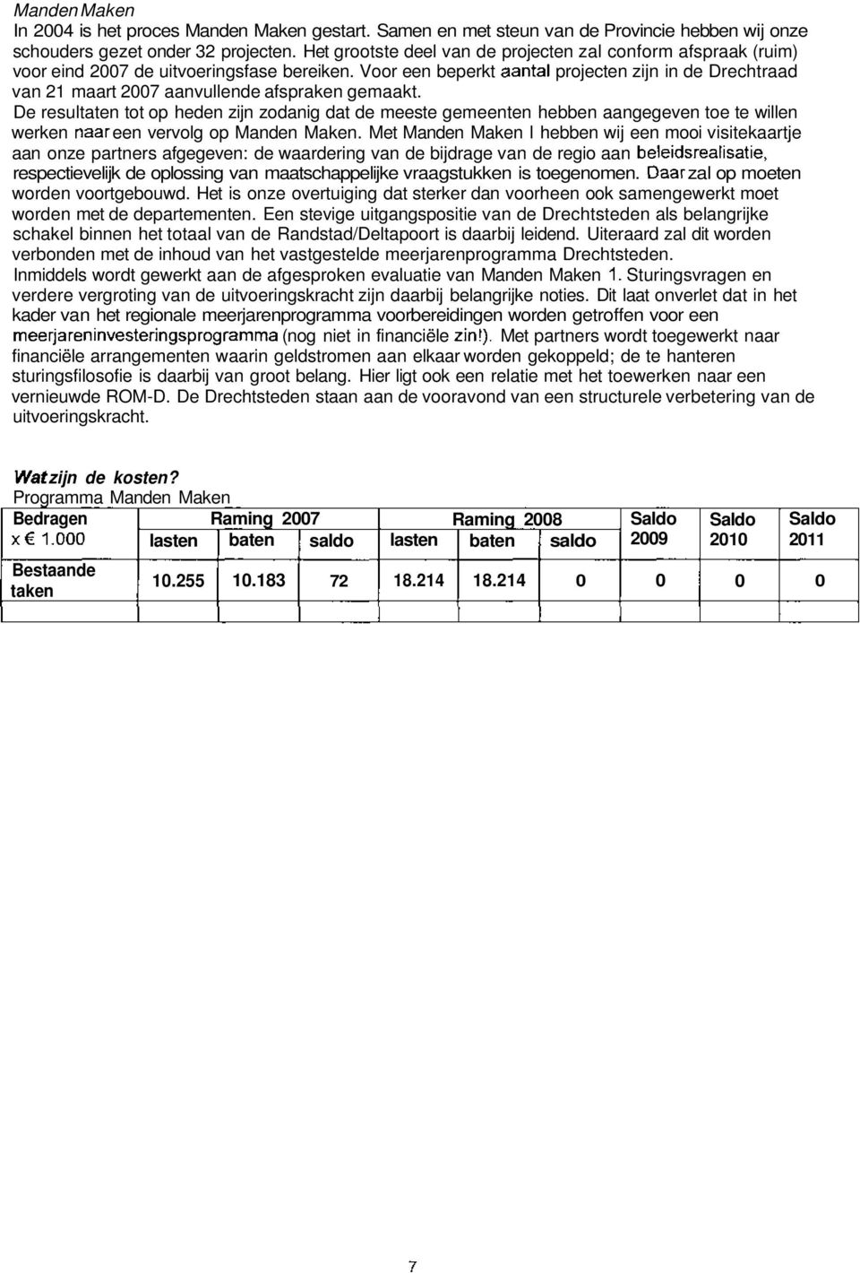 Voor een beperkt aantal projecten zijn in de Drechtraad van 21 maart 27 aanvullende afspraken gemaakt.