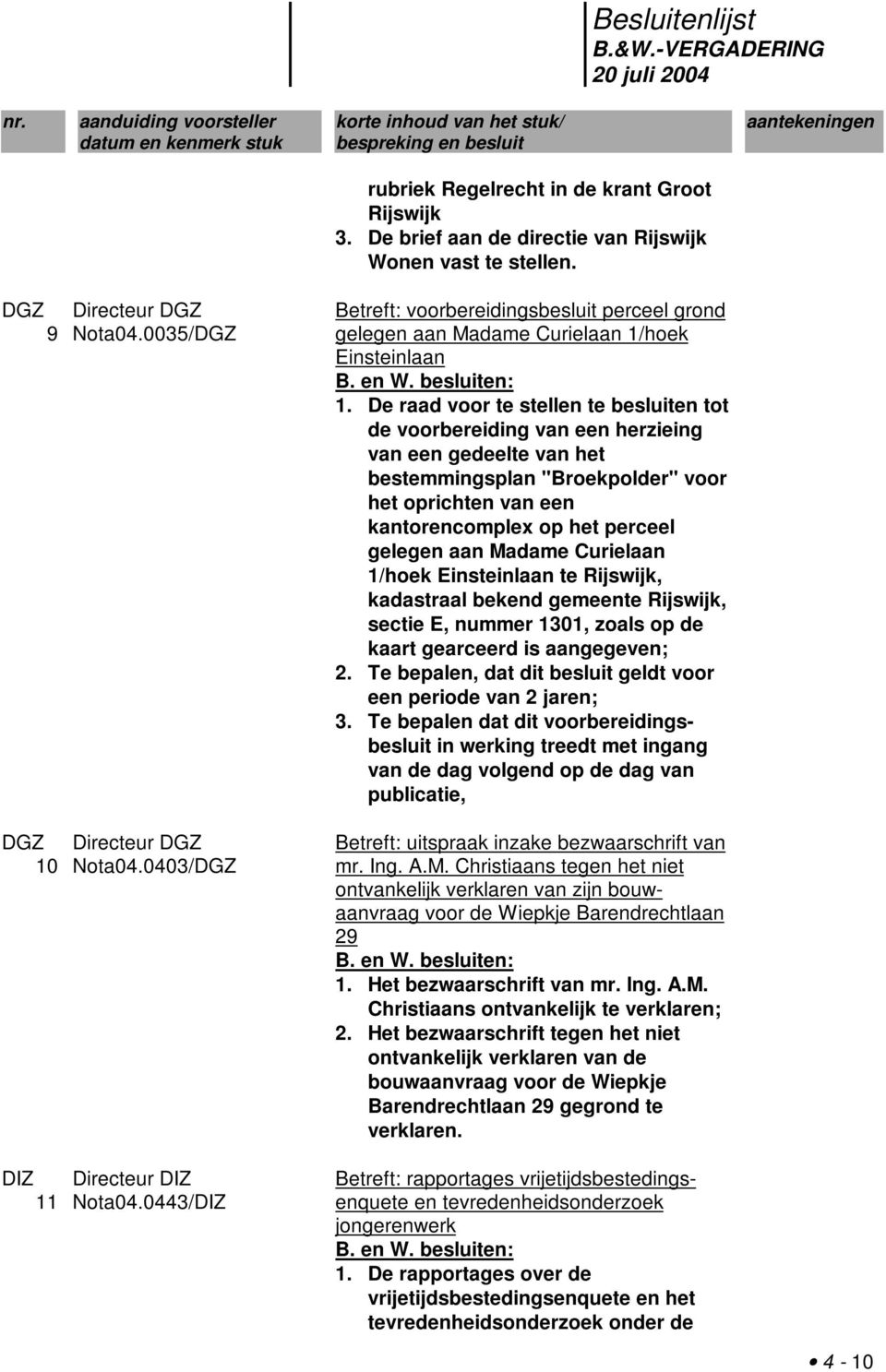 De raad voor te stellen te besluiten tot de voorbereiding van een herzieing van een gedeelte van het bestemmingsplan "Broekpolder" voor het oprichten van een kantorencomplex op het perceel gelegen