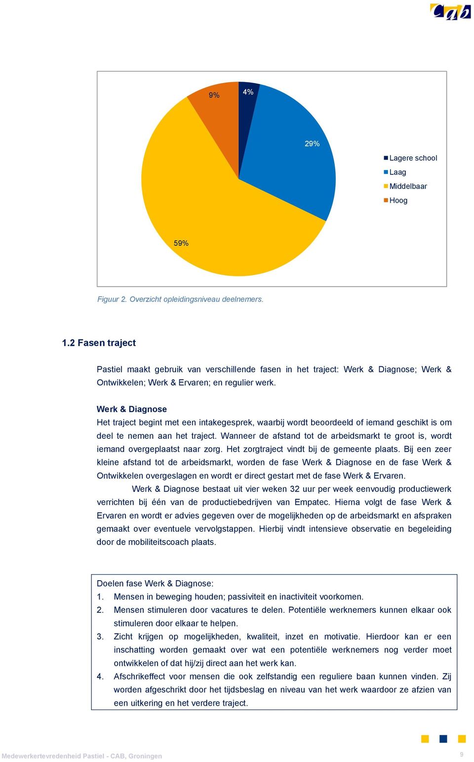 Werk & Diagnose Het traject begint met een intakegesprek, waarbij wordt beoordeeld of iemand geschikt is om deel te nemen aan het traject.