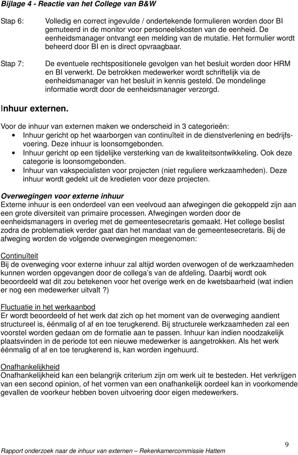 De eventuele rechtspositionele gevolgen van het besluit worden door HRM en BI verwerkt. De betrokken medewerker wordt schriftelijk via de eenheidsmanager van het besluit in kennis gesteld.