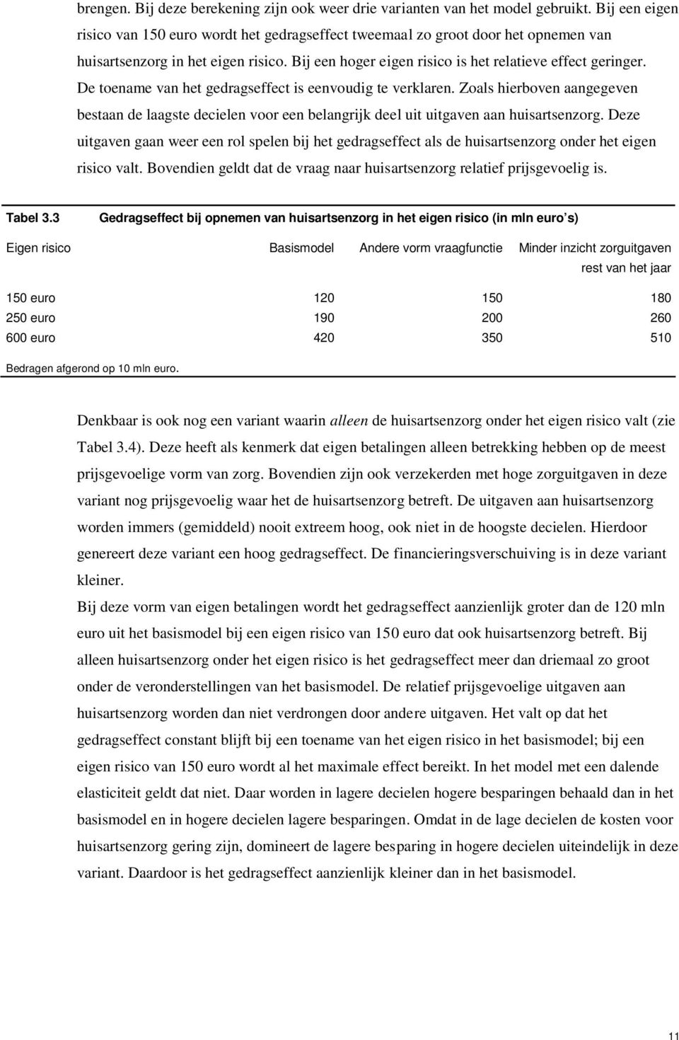 De toename van het gedragseffect is eenvoudig te verklaren. Zoals hierboven aangegeven bestaan de laagste decielen voor een belangrijk deel uit uitgaven aan huisartsenzorg.