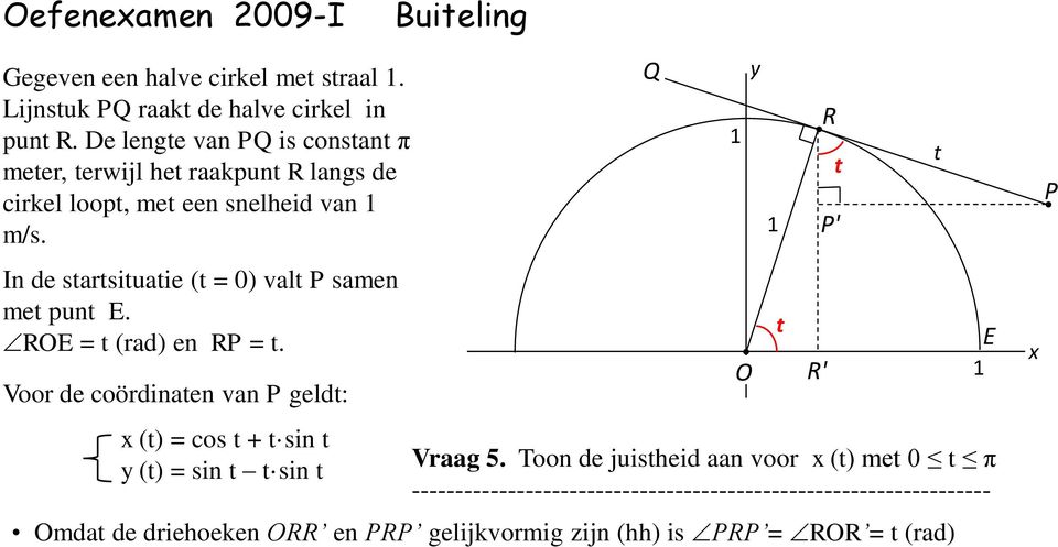 In de sarsiuaie ( = 0) val samen me pun. RO = (rad) en R =.