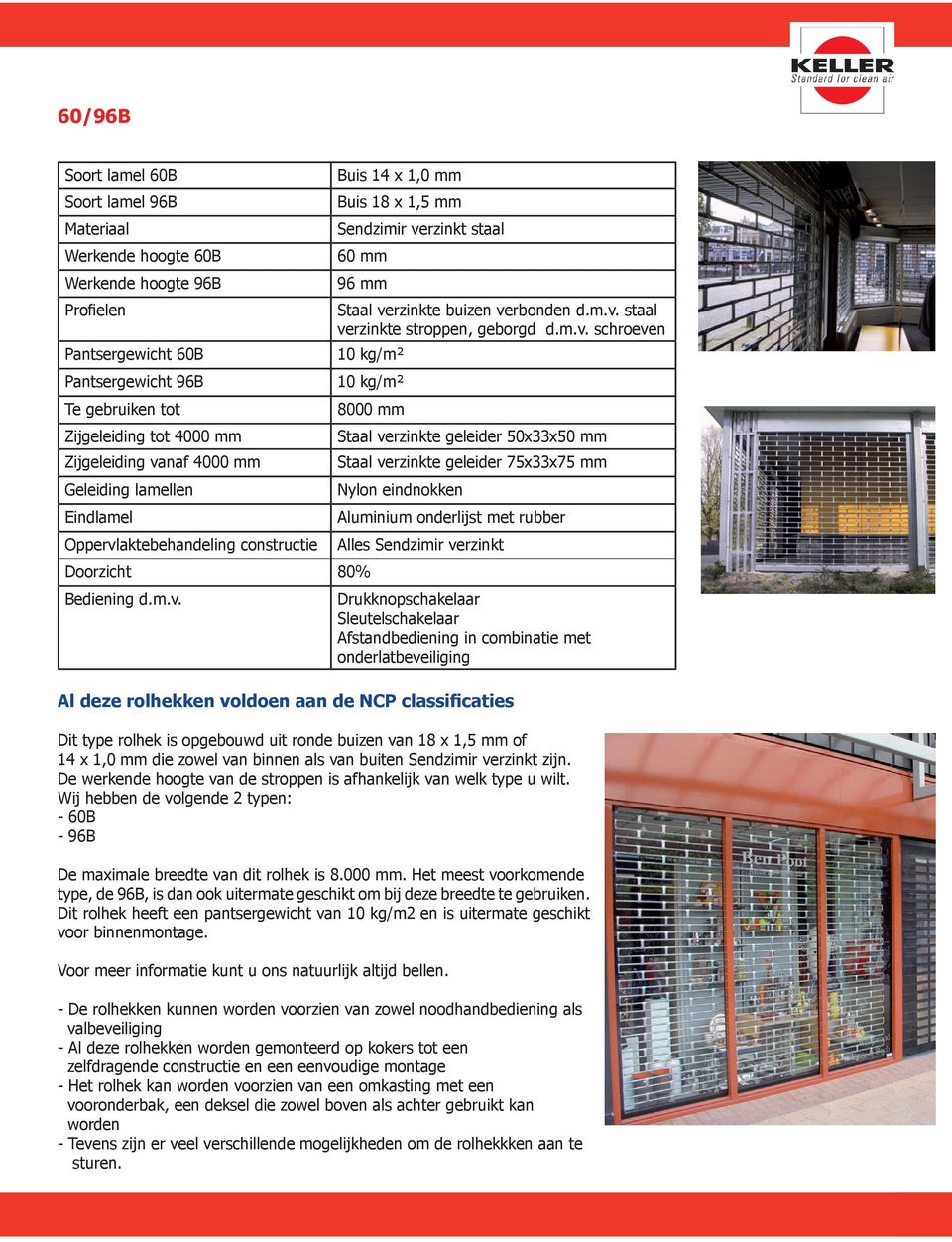 rzinkt staal 60 mm 96 mm Doorzicht 80% Staal ve