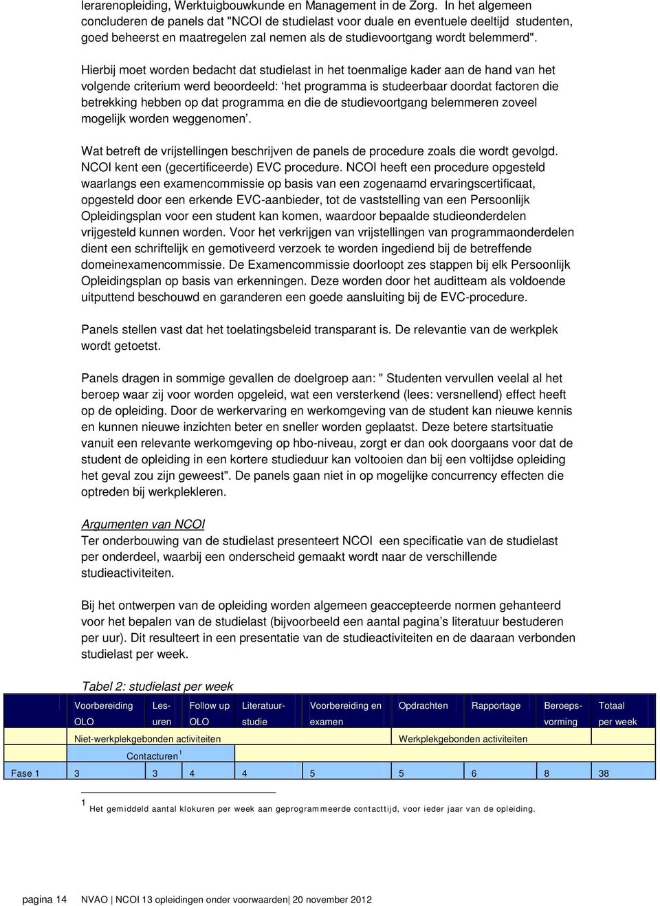 Hierbij moet worden bedacht dat studielast in het toenmalige kader aan de hand van het volgende criterium werd beoordeeld: het programma is studeerbaar doordat factoren die betrekking hebben op dat