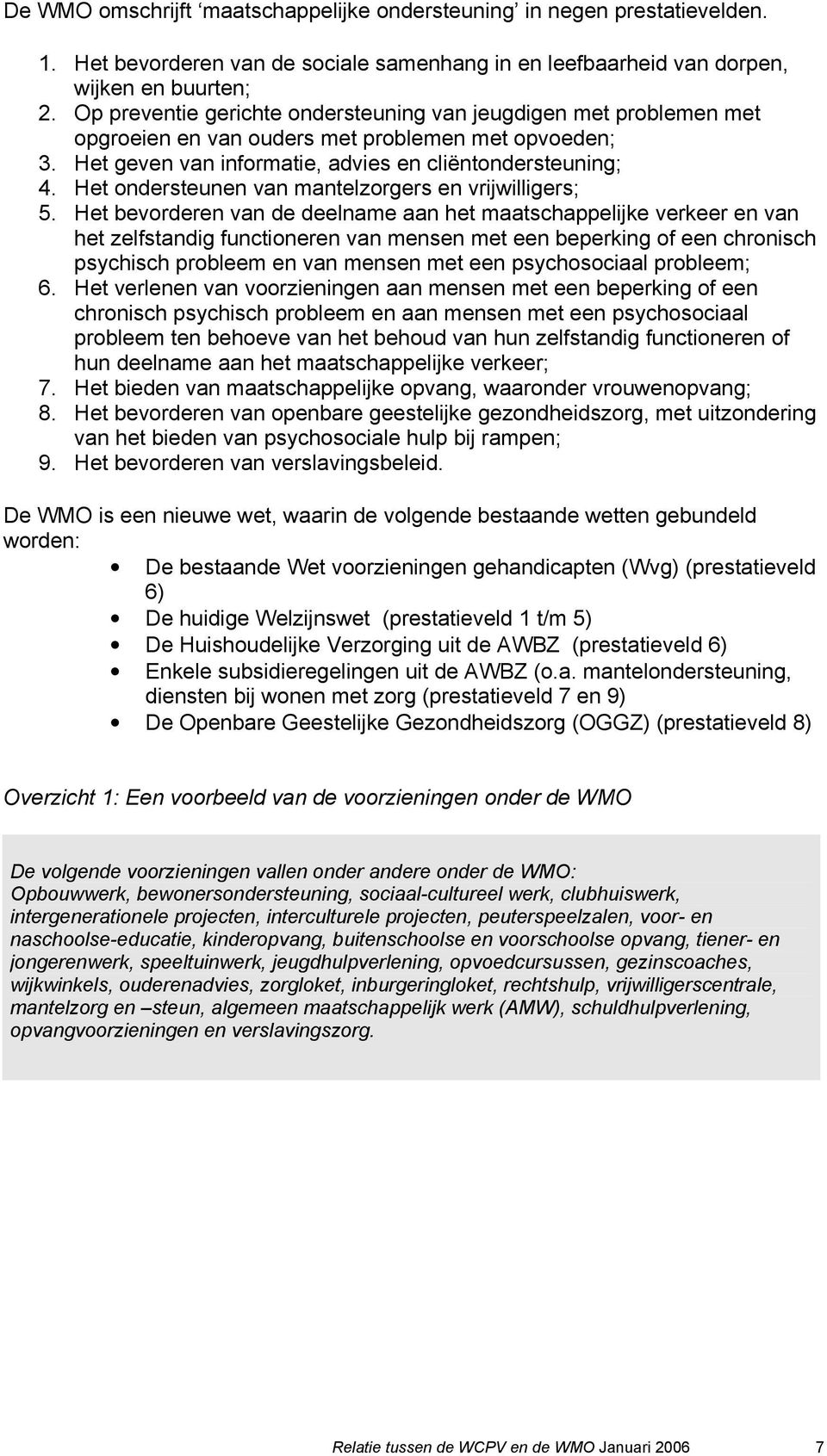 Het ondersteunen van mantelzorgers en vrijwilligers; 5.