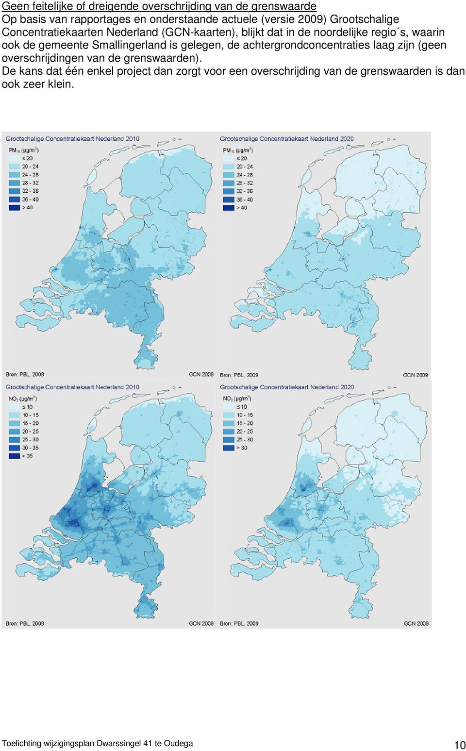 Smallingerland is gelegen, de achtergrondconcentraties laag zijn (geen overschrijdingen van de grenswaarden).