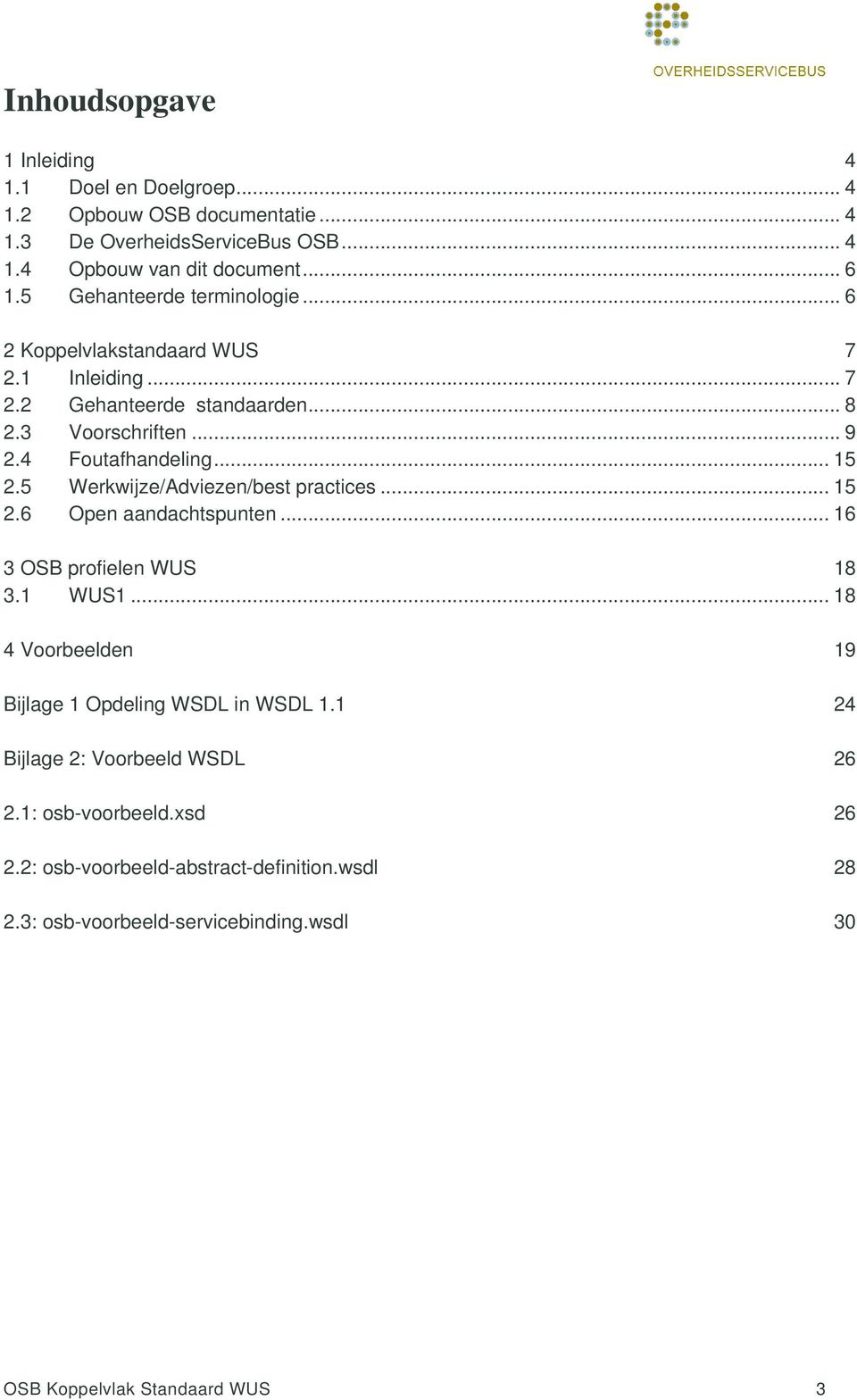 5 Werkwijze/Adviezen/best practices... 15 2.6 Open aandachtspunten... 16 3 OSB profielen WUS 18 3.1 WUS1... 18 4 Voorbeelden 19 Bijlage 1 Opdeling WSDL in WSDL 1.