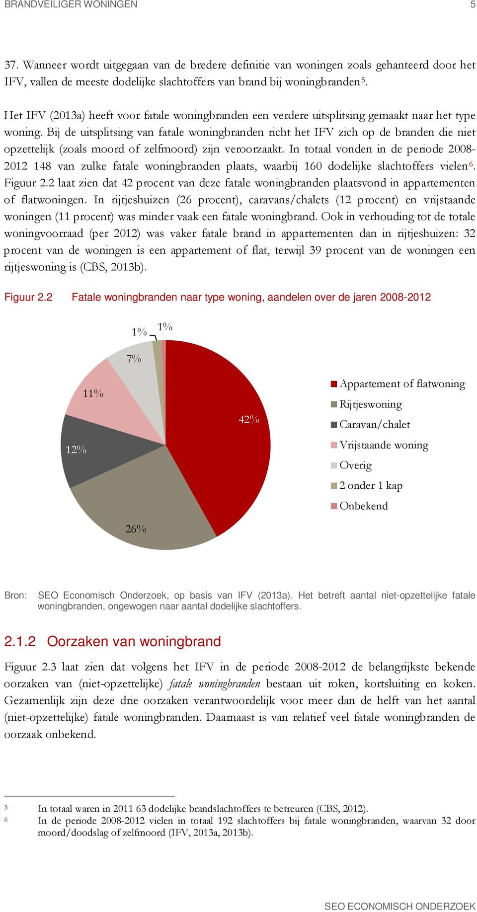 Bij de uitsplitsing van fatale woningbranden richt het IFV zich op de branden die niet opzettelijk (zoals moord of zelfmoord) zijn veroorzaakt.