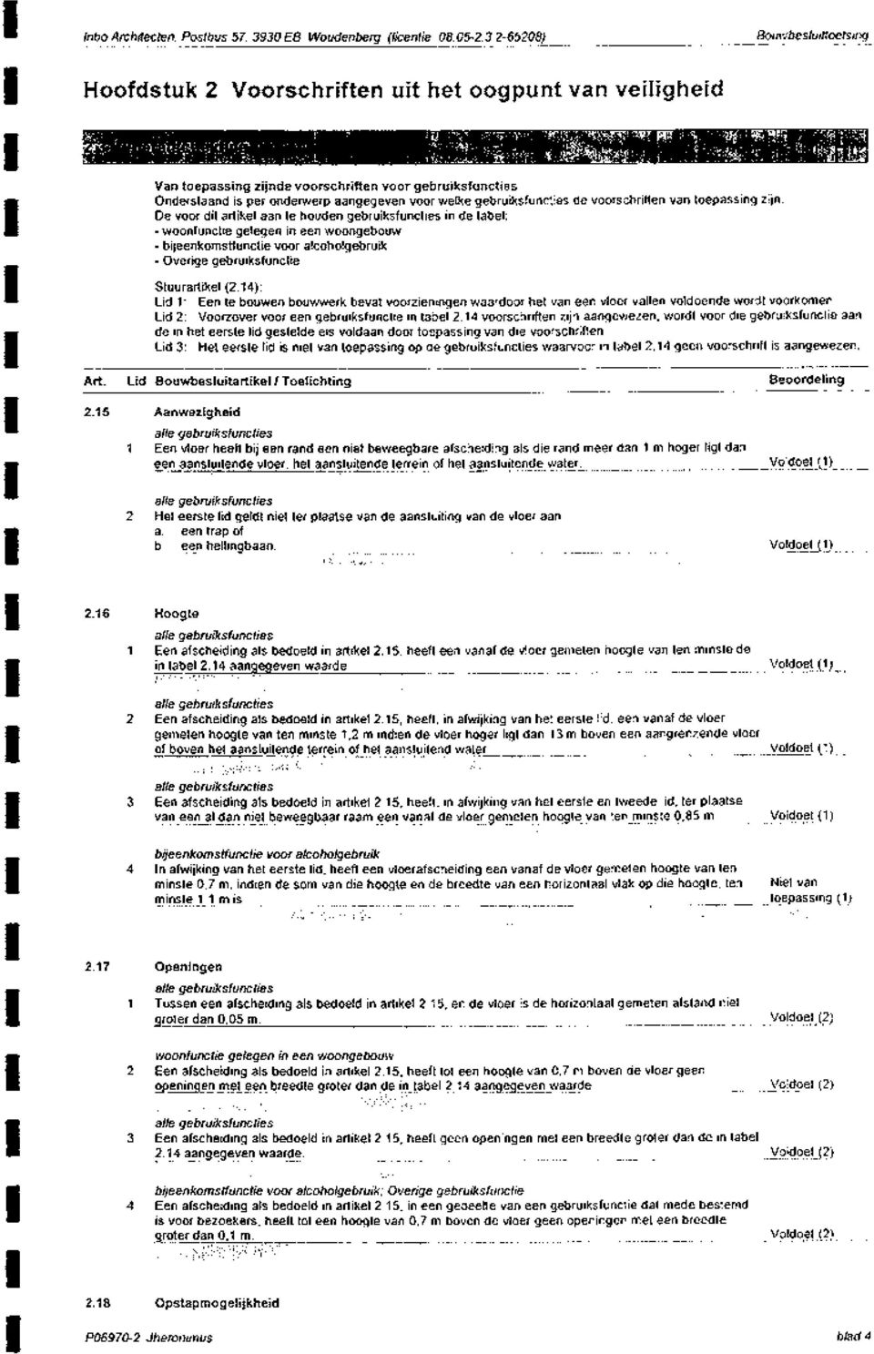 per onderwerp aangegeven voor welke gebruiksfuncties de voorschriften van toepassing zijn.