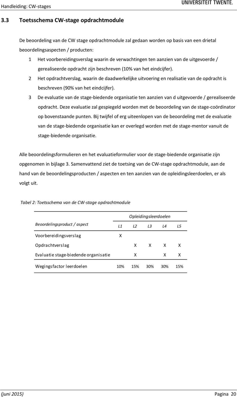 2 Het opdrachtverslag, waarin de daadwerkelijke uitvoering en realisatie van de opdracht is beschreven (90% van het eindcijfer).