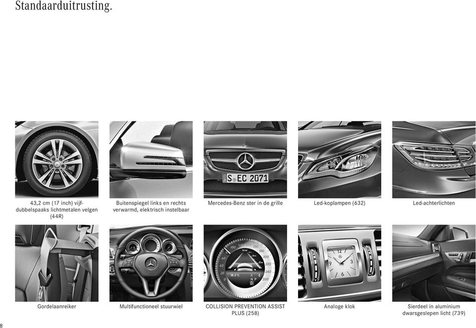 rechts verwarmd, elektrisch instelbaar Mercedes-Benz ster in de grille Led-koplampen