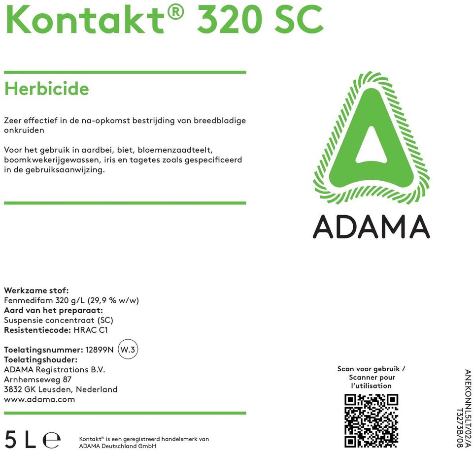 Werkzame stof: Fenmedifam 320 g/l (29,9 % w/w) Aard van het preparaat: Suspensie concentraat (SC) Resistentiecode: HRAC C1 Toelatingsnummer: 12899N W.