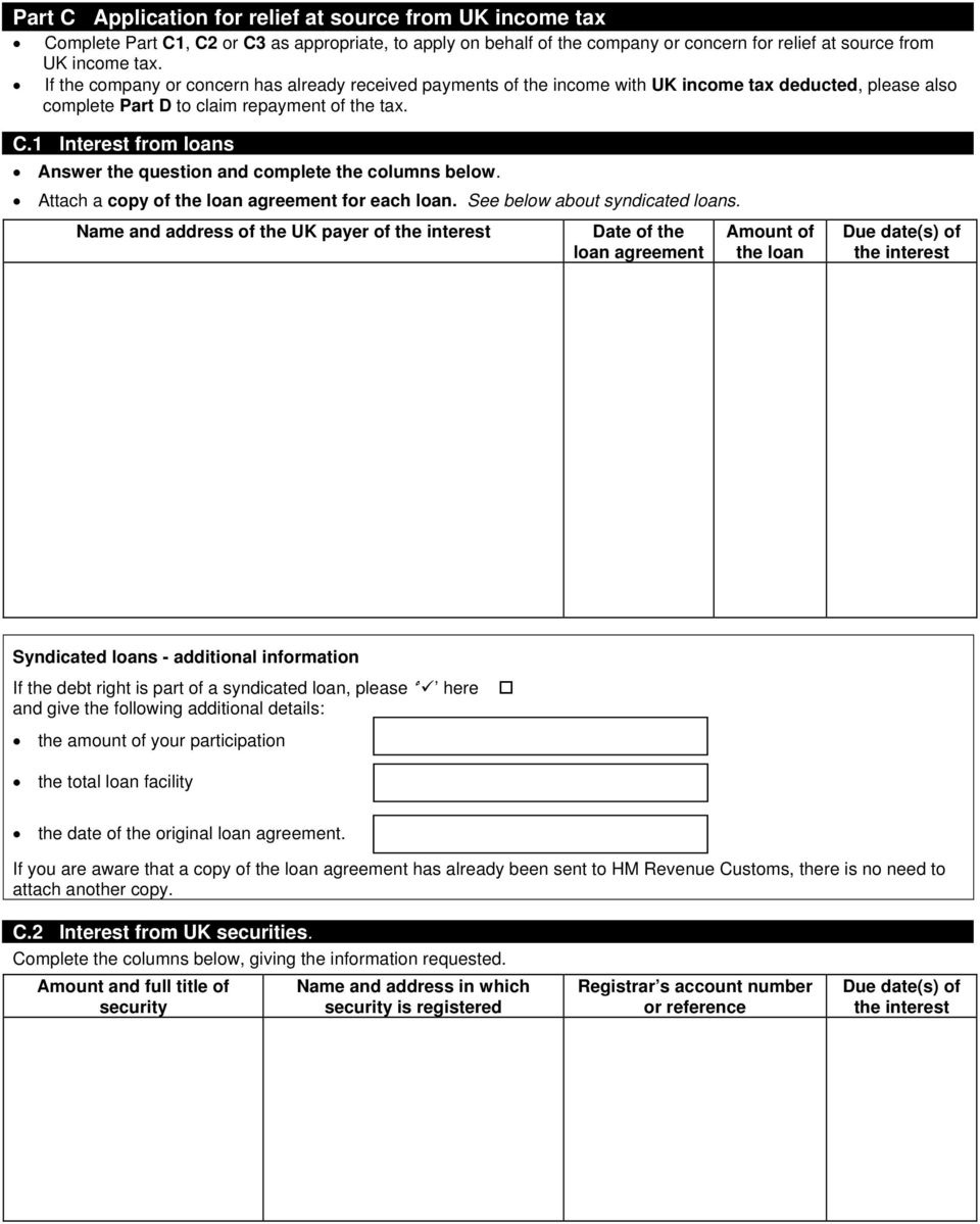 1 Interest from loans Answer the question and complete the columns below. Attach a copy of the loan agreement for each loan. See below about syndicated loans.