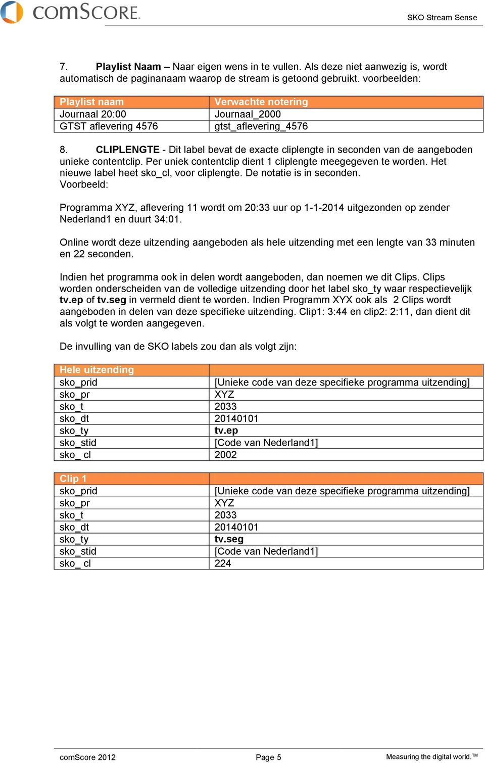 CLIPLENGTE - Dit label bevat de exacte cliplengte in seconden van de aangeboden unieke contentclip. Per uniek contentclip dient 1 cliplengte meegegeven te worden.