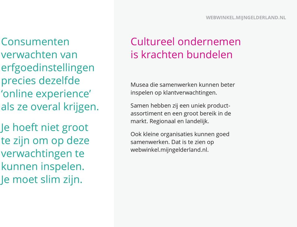 Cultureel ondernemen is krachten bundelen Musea die samenwerken kunnen beter inspelen op klantverwachtingen.