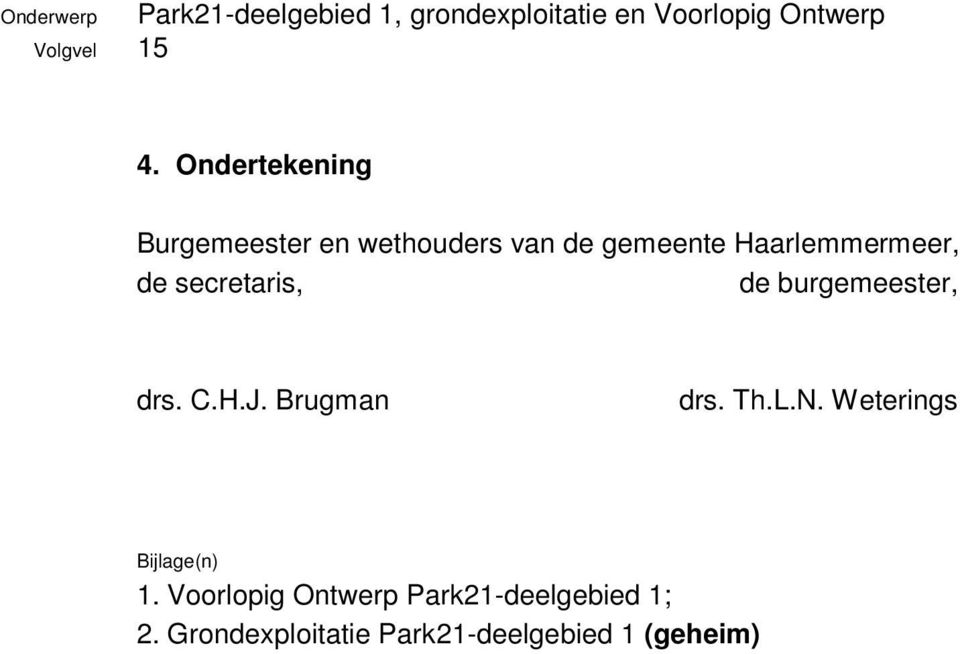 Haarlemmermeer, de secretaris, de burgemeester, drs. C.H.J.