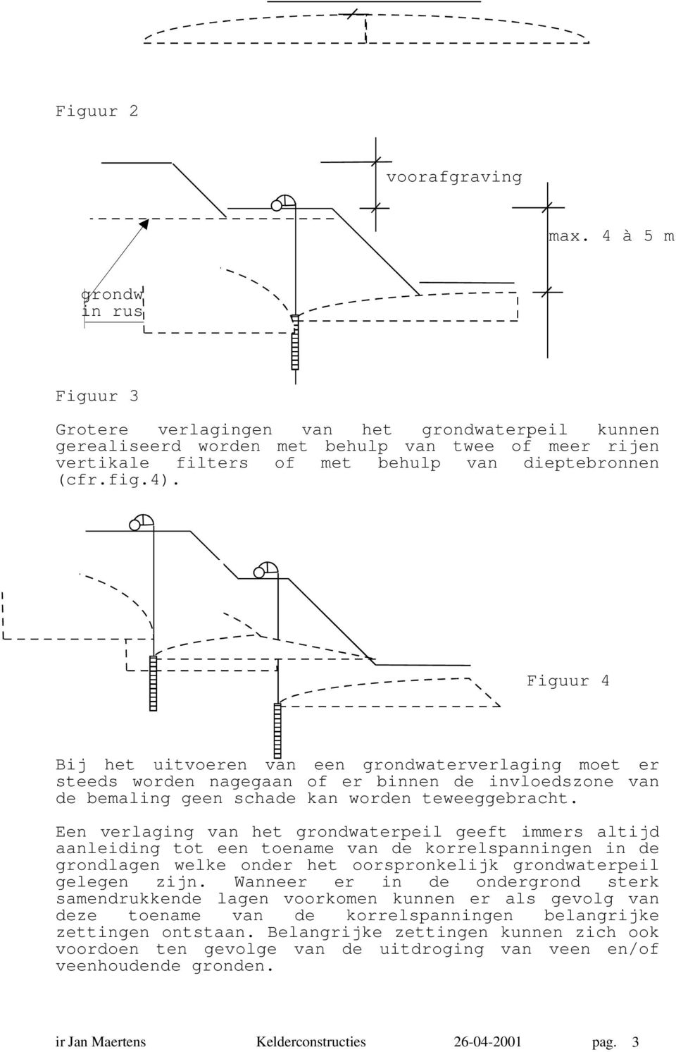 fig.4). Figuur 4 Bij het uitvoeren van een grondwaterverlaging moet er steeds worden nagegaan of er binnen de invloedszone van de bemaling geen schade kan worden teweeggebracht.