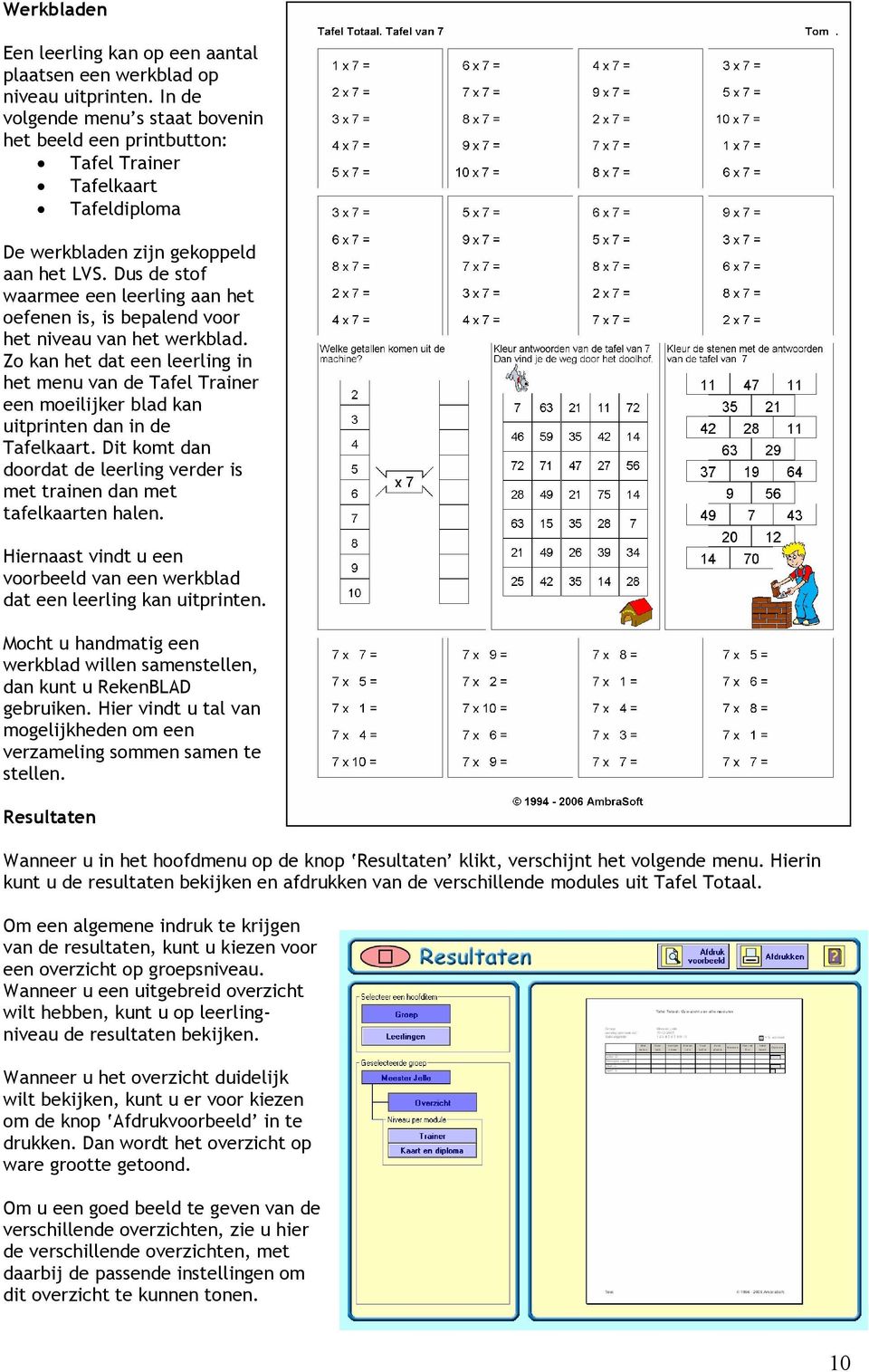 Dus de stof waarmee een leerling aan het oefenen is, is bepalend voor het niveau van het werkblad.