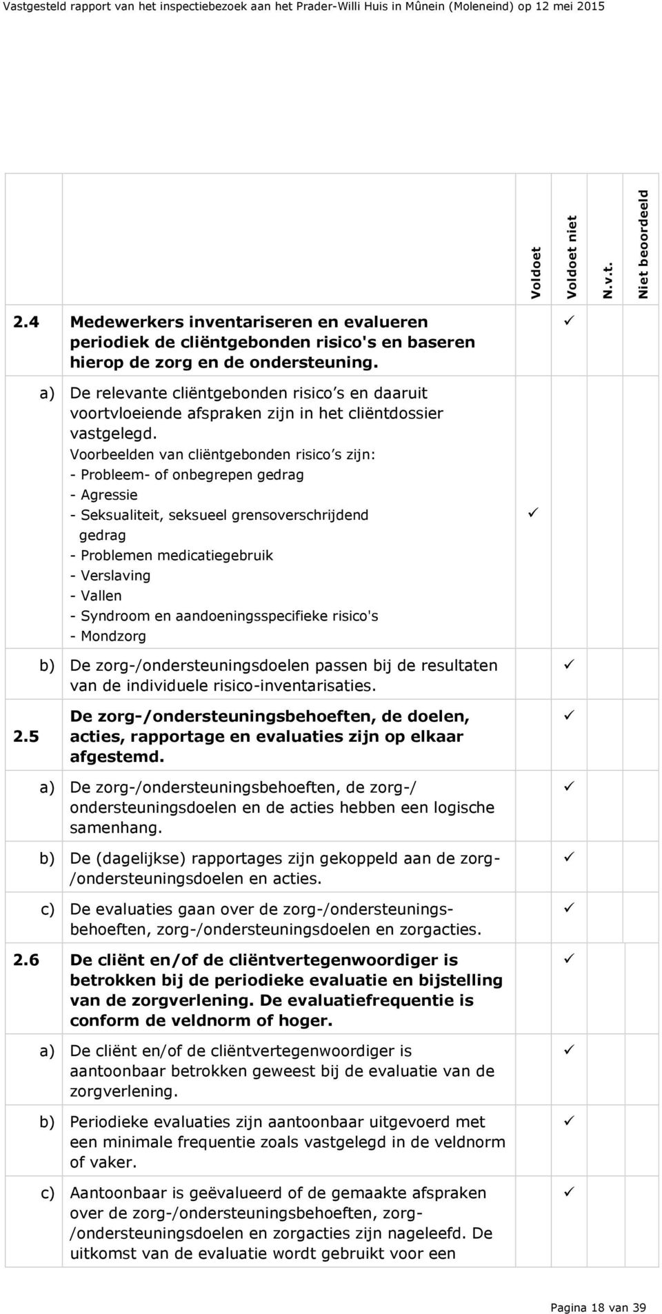 a) De relevante cliëntgebonden risico s en daaruit voortvloeiende afspraken zijn in het cliëntdossier vastgelegd.