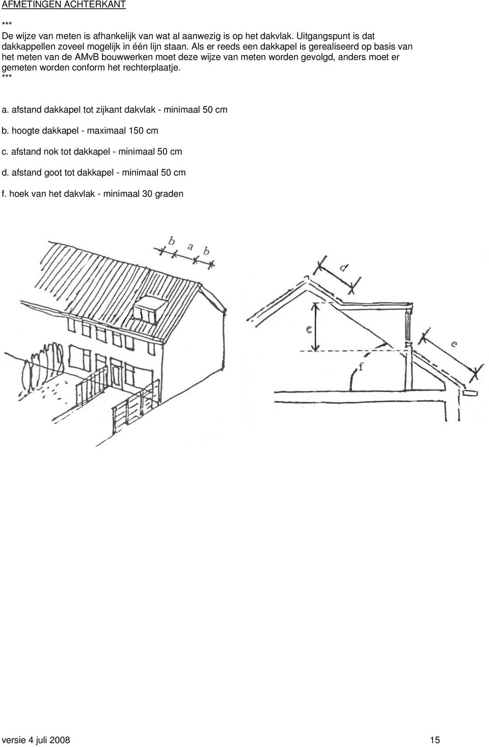Als er reeds een dakkapel is gerealiseerd op basis van het meten van de AMvB bouwwerken moet deze wijze van meten worden gevolgd, anders moet er gemeten