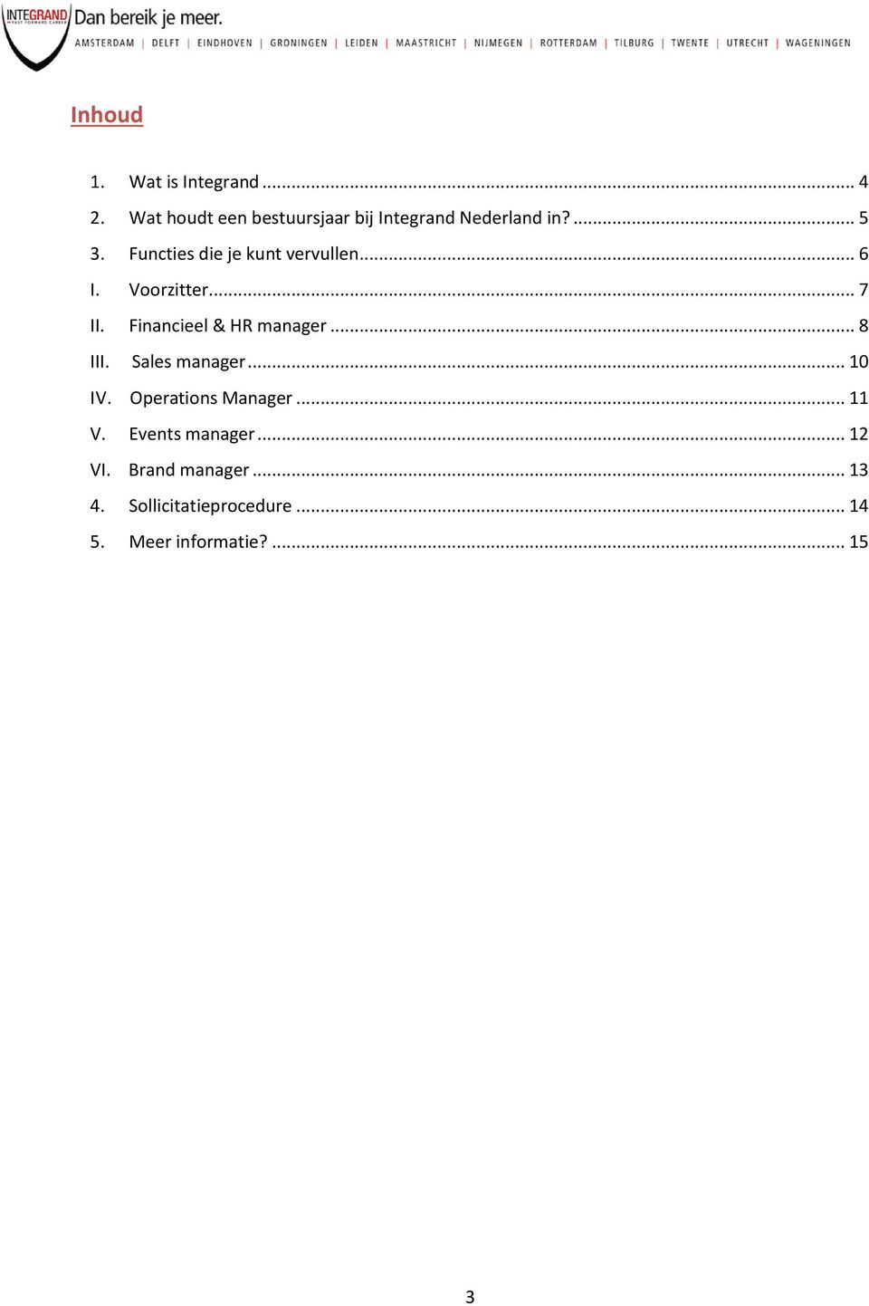 Functies die je kunt vervullen... 6 I. Voorzitter... 7 II. Financieel & HR manager.