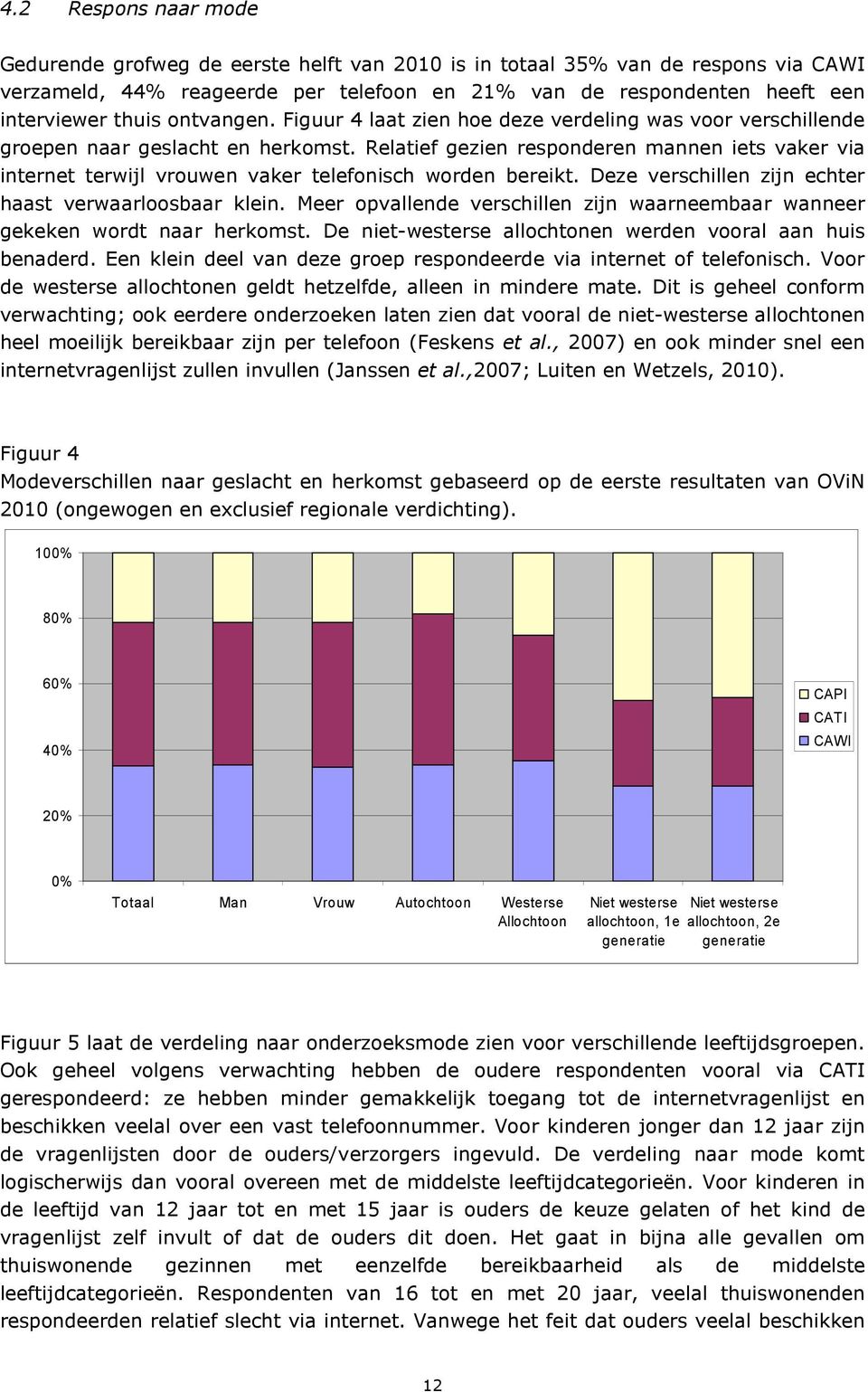 Relatief gezien responderen mannen iets vaker via internet terwijl vrouwen vaker telefonisch worden bereikt. Deze verschillen zijn echter haast verwaarloosbaar klein.