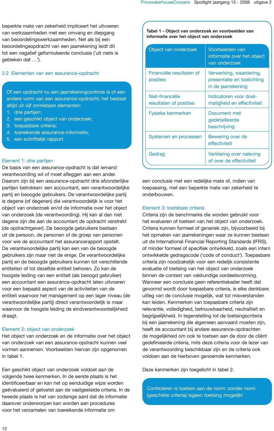 Tabel 1 - Object van onderzoek en voorbeelden van informatie over het object van onderzoek Object van onderzoek Voorbeelden van informatie over het object van onderzoek 2.