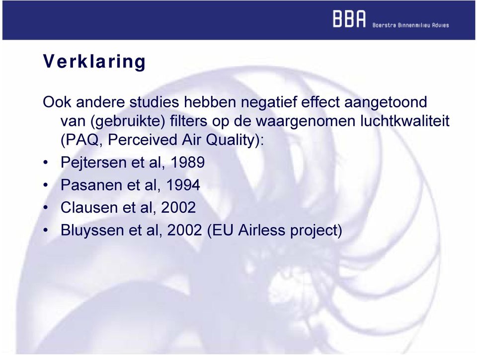 Perceived Air Quality): Pejtersen et al, 1989 Pasanen et al,