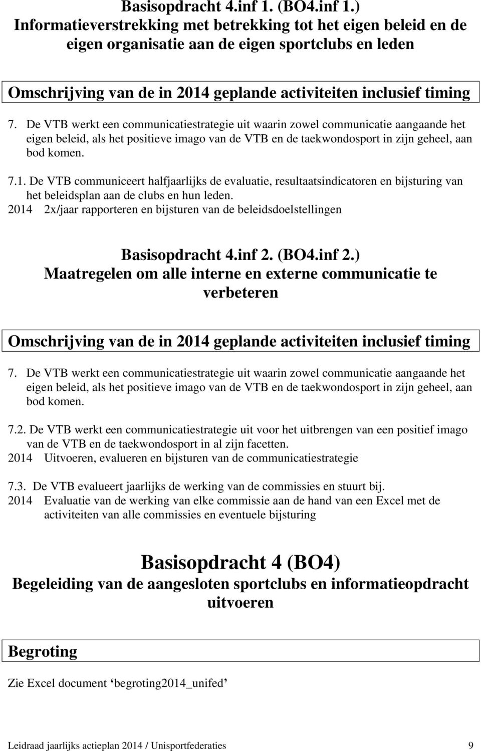 De VTB communiceert halfjaarlijks de evaluatie, resultaatsindicatoren en bijsturing van het beleidsplan aan de clubs en hun leden.