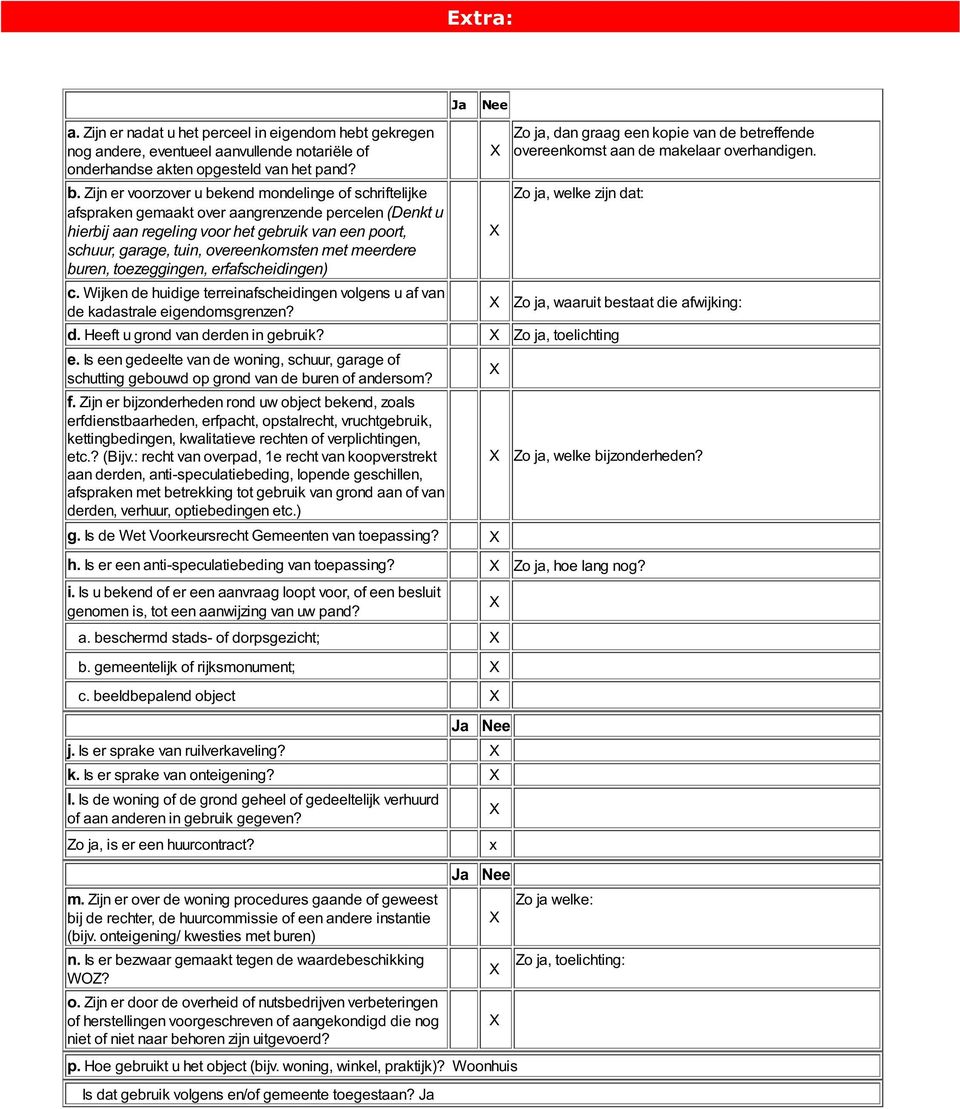 met meerdere buren, toezeggingen, erfafscheidingen) c. Wijken de huidige terreinafscheidingen volgens u af van de kadastrale eigendomsgrenzen?