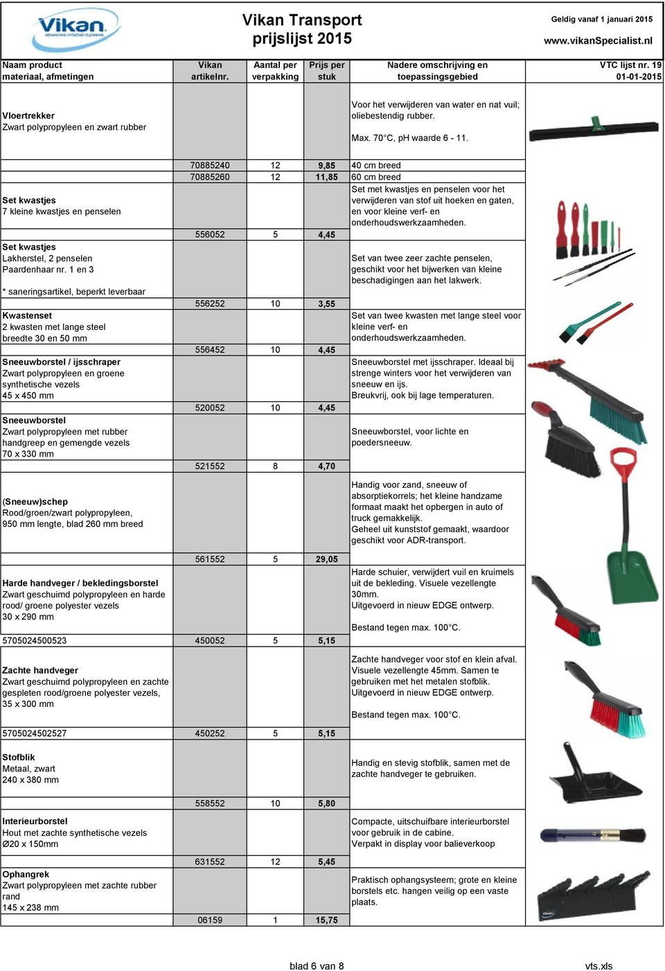 1 en 3 * saneringsartikel, beperkt leverbaar Kwastenset 2 kwasten met lange steel breedte 30 en 50 mm Sneeuwborstel / ijsschraper Zwart polypropyleen en groene synthetische vezels 45 x 450 mm